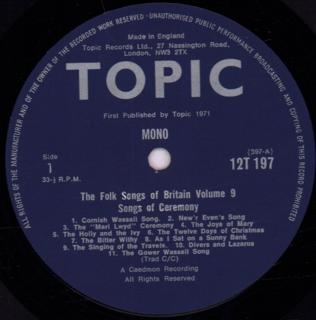 Folk Songs Of Britain Volume 9 - Songs Of Ceremony - Lp
