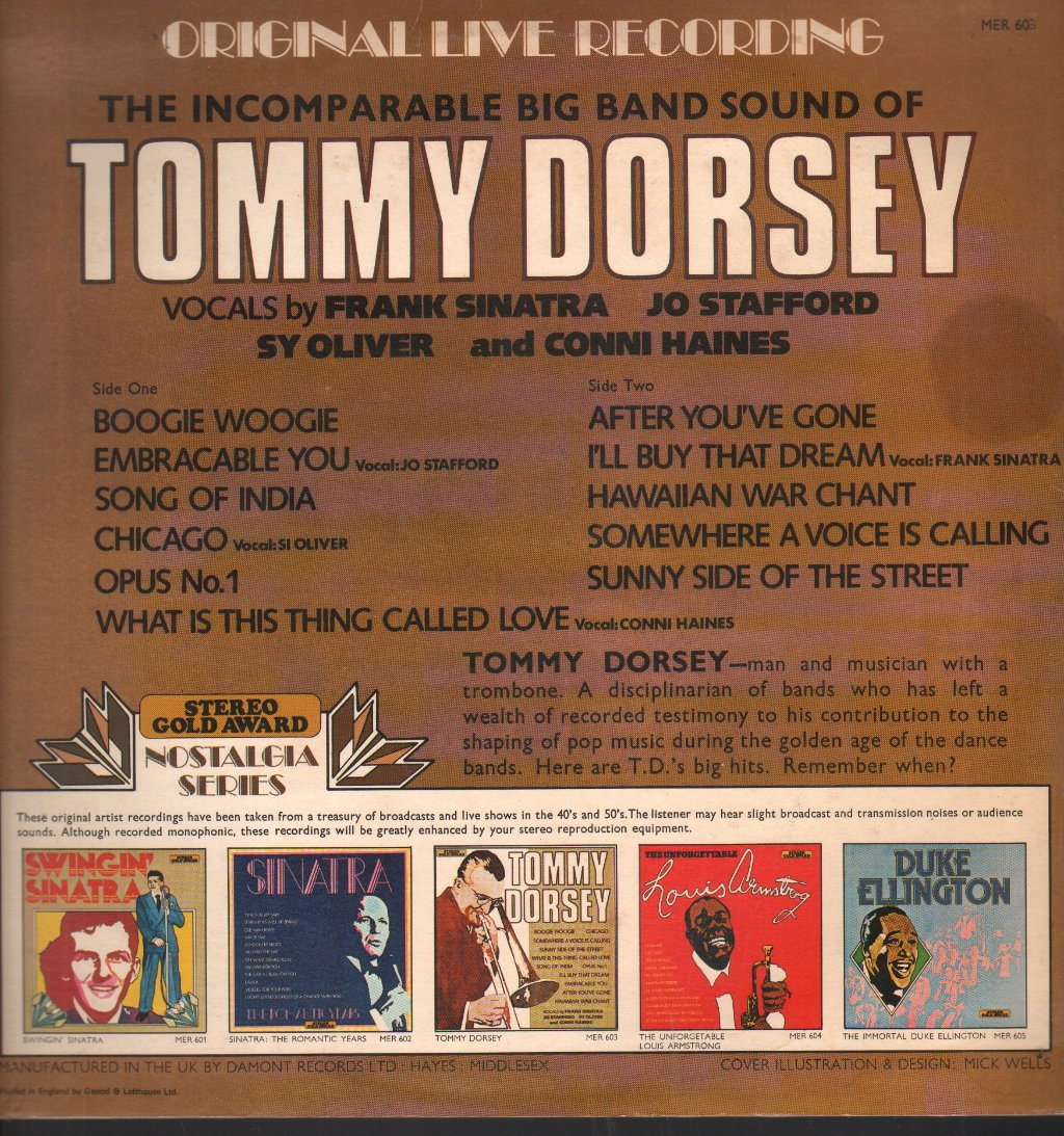 Tommy Dorsey - Incomparable Big Band Sound Of Tommy Dorsey And His Orchestra - Lp