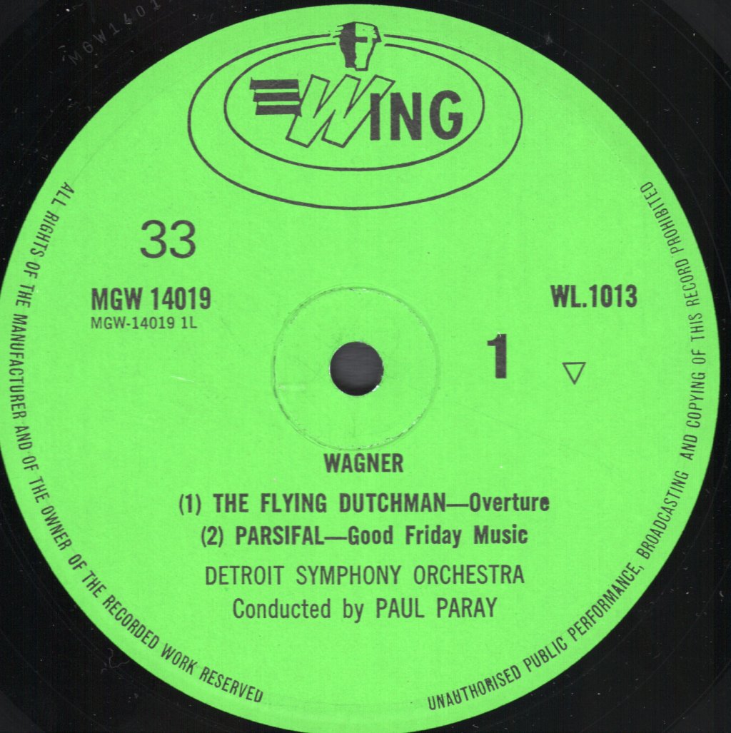 Paul Paray / Detroit Symphony Orchestra - Wagner Masterpieces - Lp