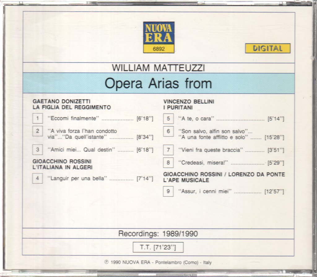 William Matteuzzi - Opera Arias - Cd