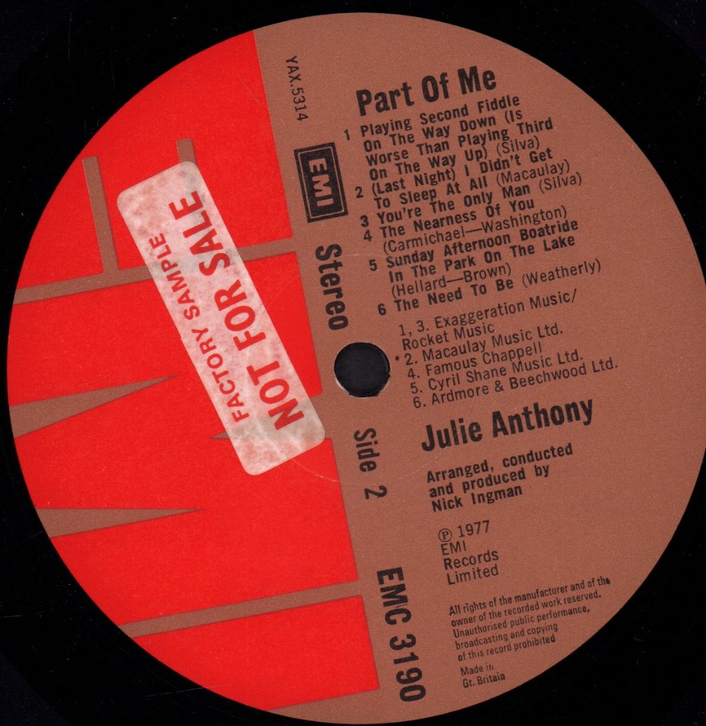 Julie Anthony - A Part of Me - Lp