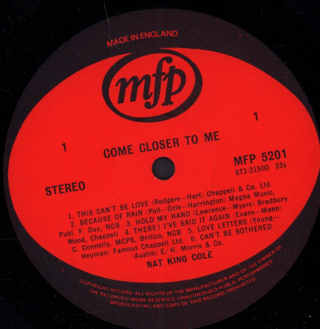 Nat King Cole - Come Closer To Me - Lp