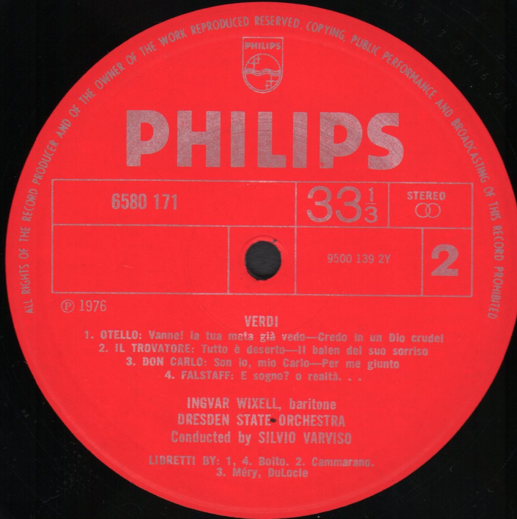 Ingvar Wixell / Dresden State Orchestra / Silvio Varviso - Ingvar Wixell Sings Verdi - Lp