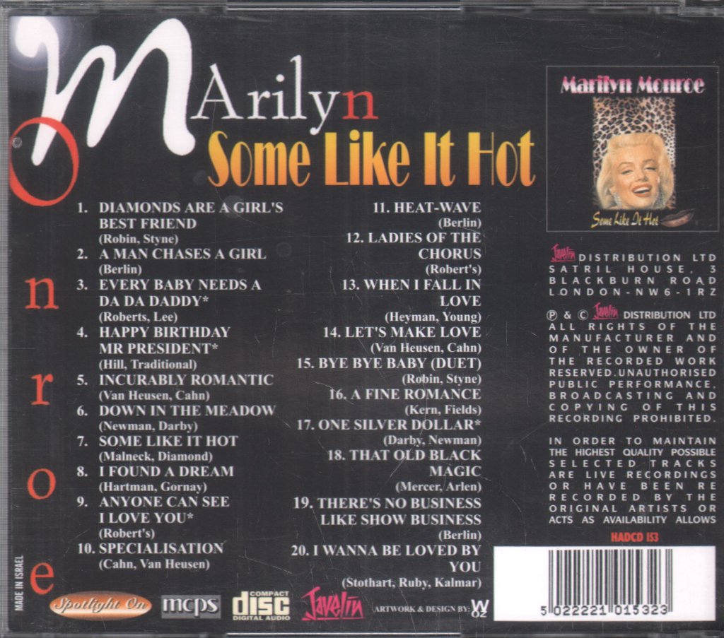 Marilyn Monroe - Some Like It Hot - Cd