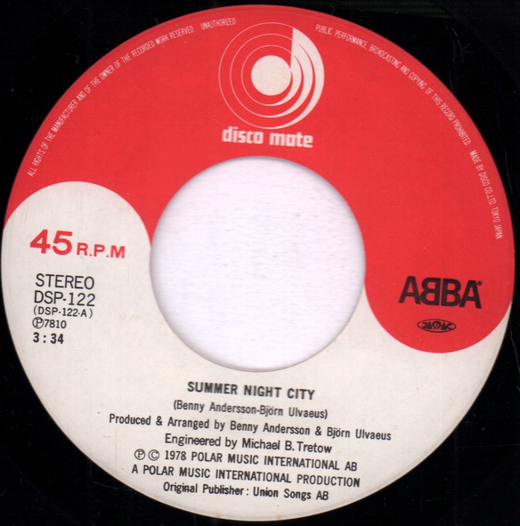 ABBA - Summer Night City - 7 Inch