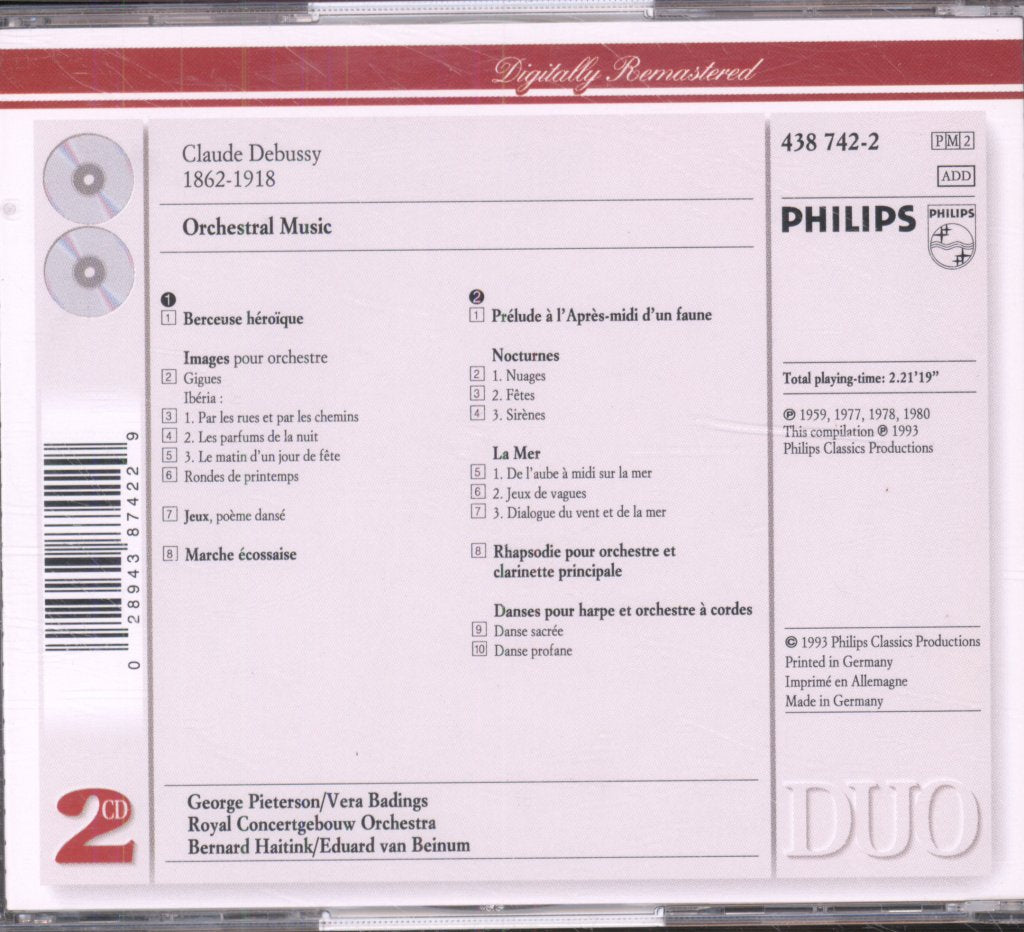 Royal Concertgebouw Orchestra, Bernard Haitink, Eduard van Beinum - Debussy - Orchestral Music Including: Prélude À L'Après-midi D'un Faune / Images / La Mer / 3 Nocturnes - Double Cd