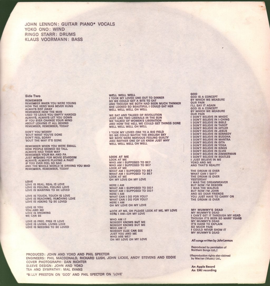 John Lennon - Plastic Ono Band - Lp