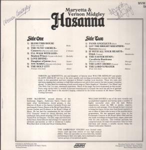 Maryetta And Vernon Midgley - Hosanna - Lp