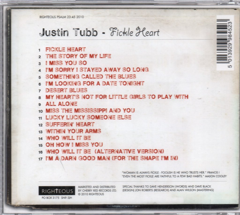Justin Tubb - Fickle Heart - Cd