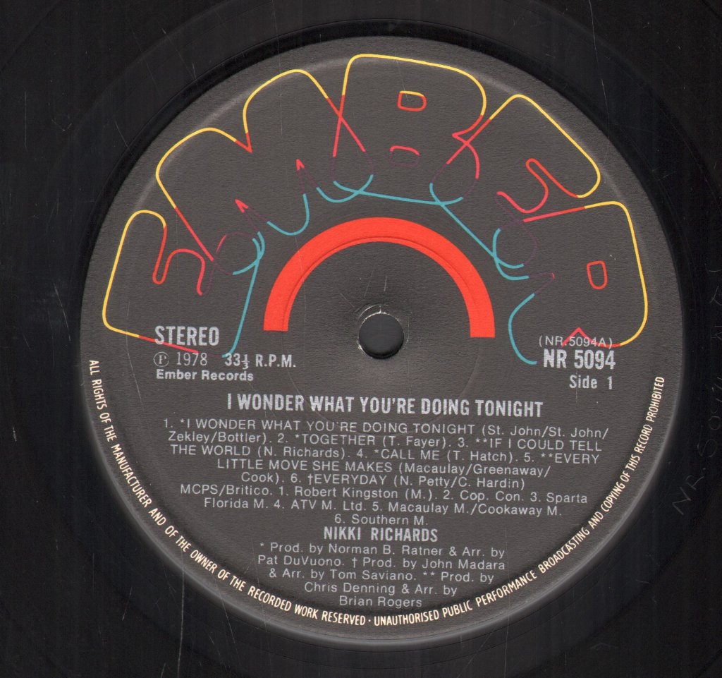 Nikki Richards - I Wonder What You're Doing Tonight - Lp