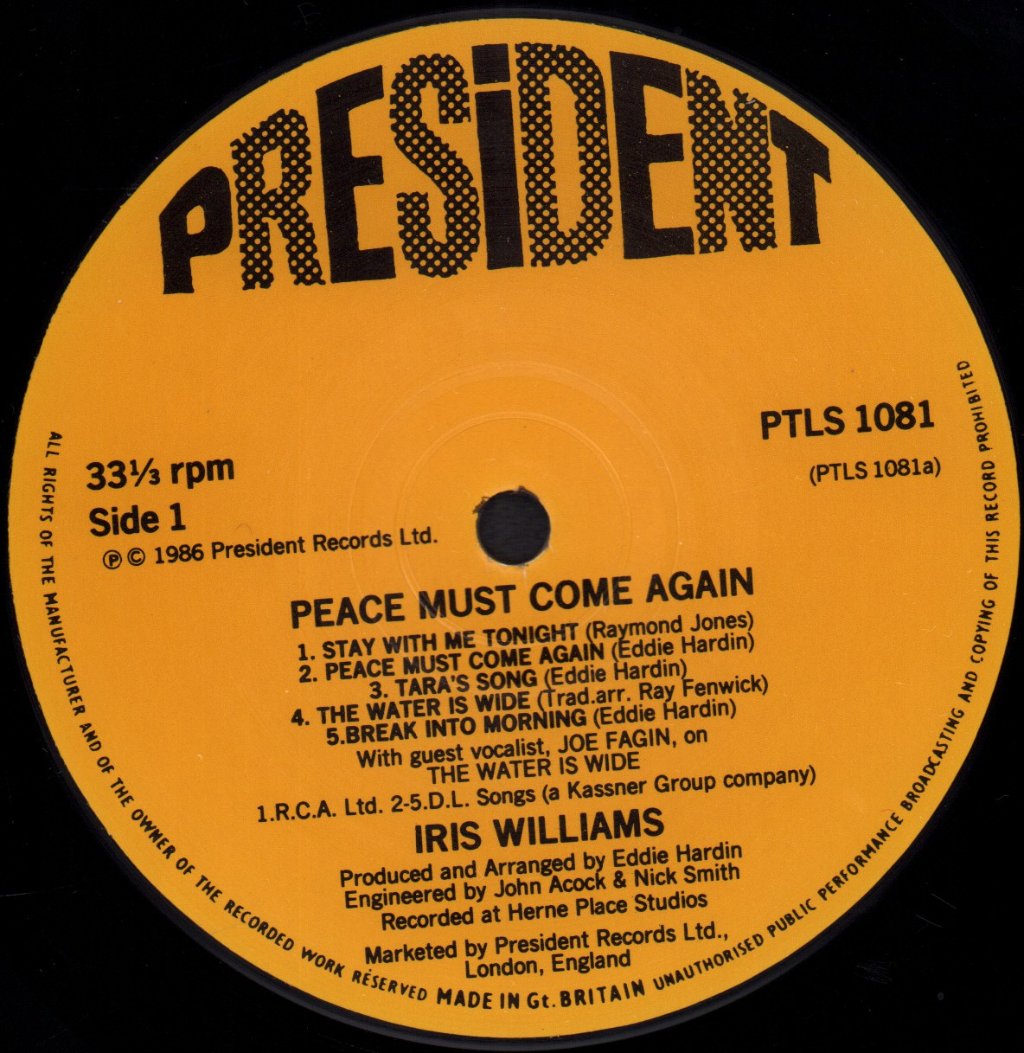 Iris Williams - Peace Must Come Again - Lp