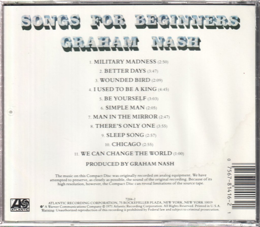 Graham Nash - Songs For Beginners - Cd