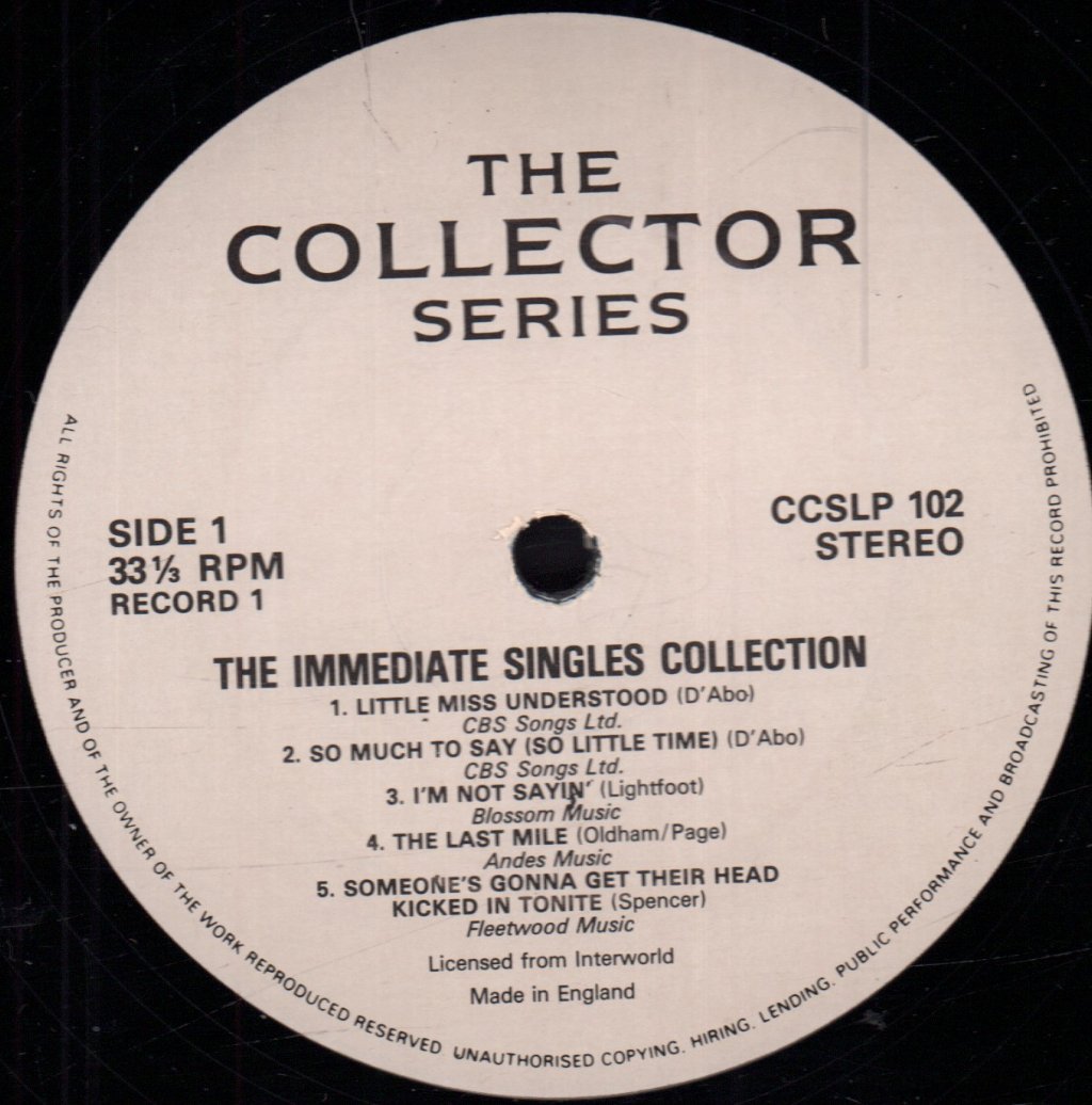 Various Artists - Immediate Singles Collection - Double Lp