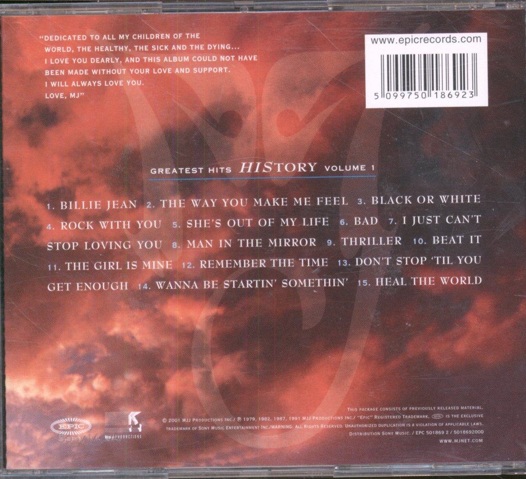 Michael Jackson - Greatest Hits - HIStory Volume I - Cd