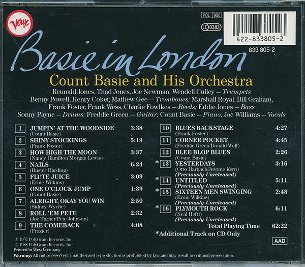 Count Basie Orchestra - Basie In London - Cd
