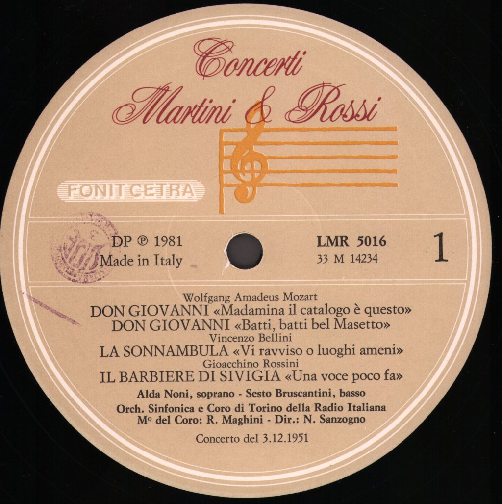 Noni / Bruscantini / Sanzogno - Concerti Martini & Rossi - Lp