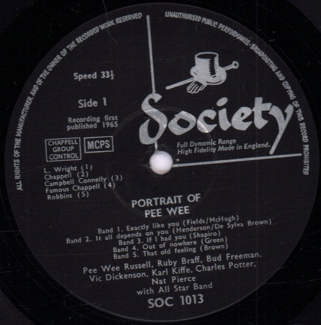 Pee Wee Russell - Portrait Of Pee Wee - Lp