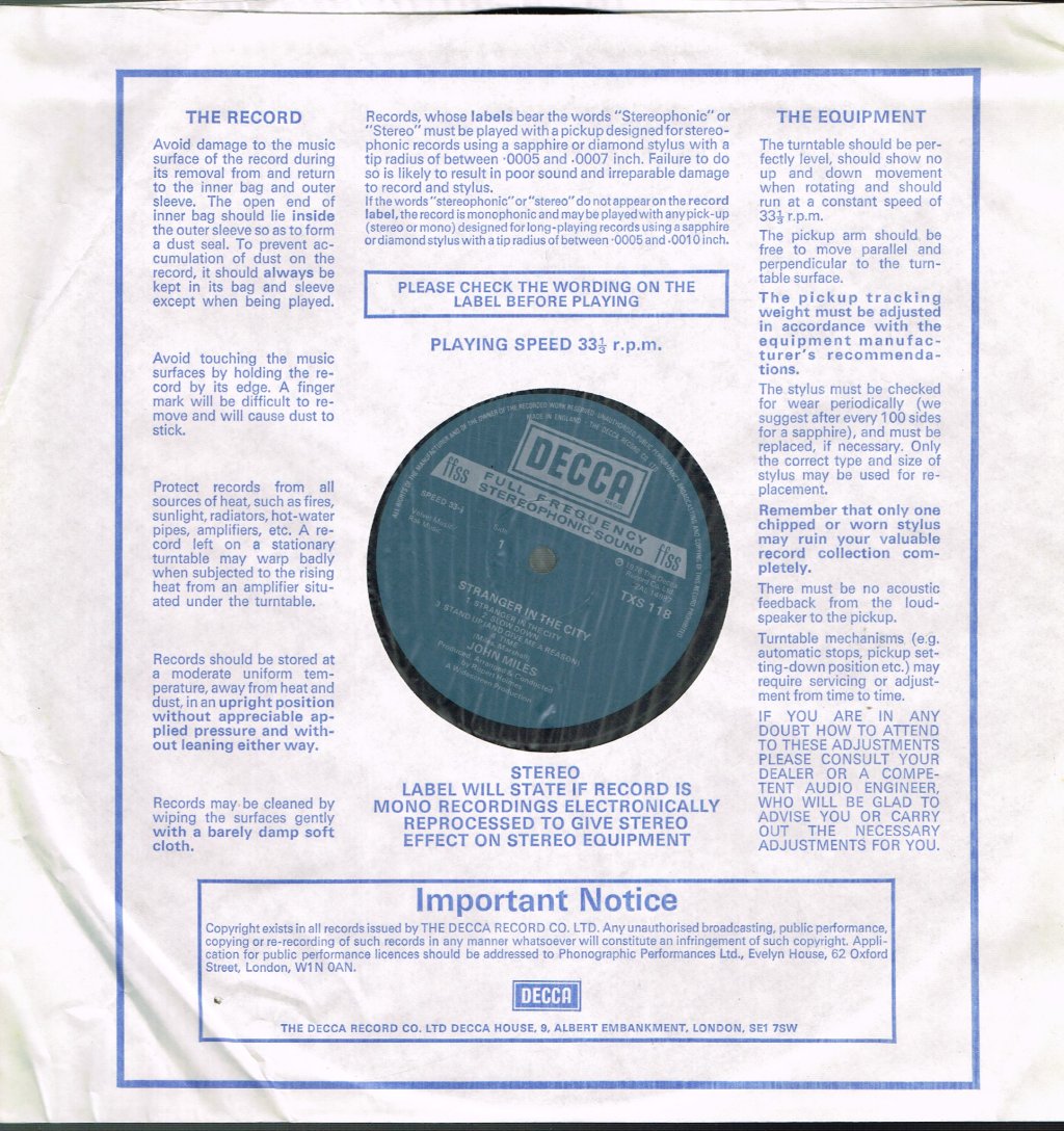 John Miles - Stranger In The City - Lp