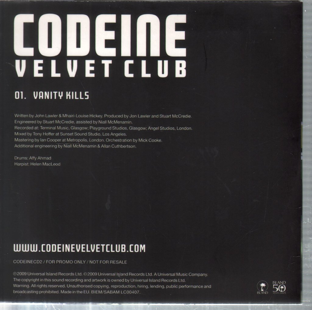 Codeine Velvet Club - Vanity Kills - Cd