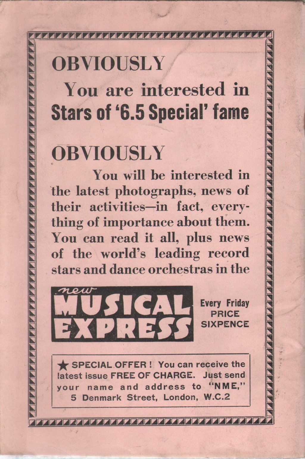 New Musical Express - 65 Stars Of 6.5 Special - Booklet