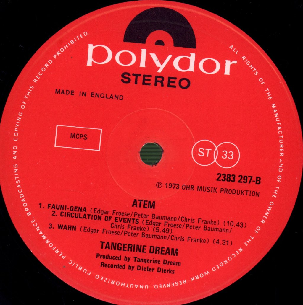Tangerine Dream - Atem - Lp