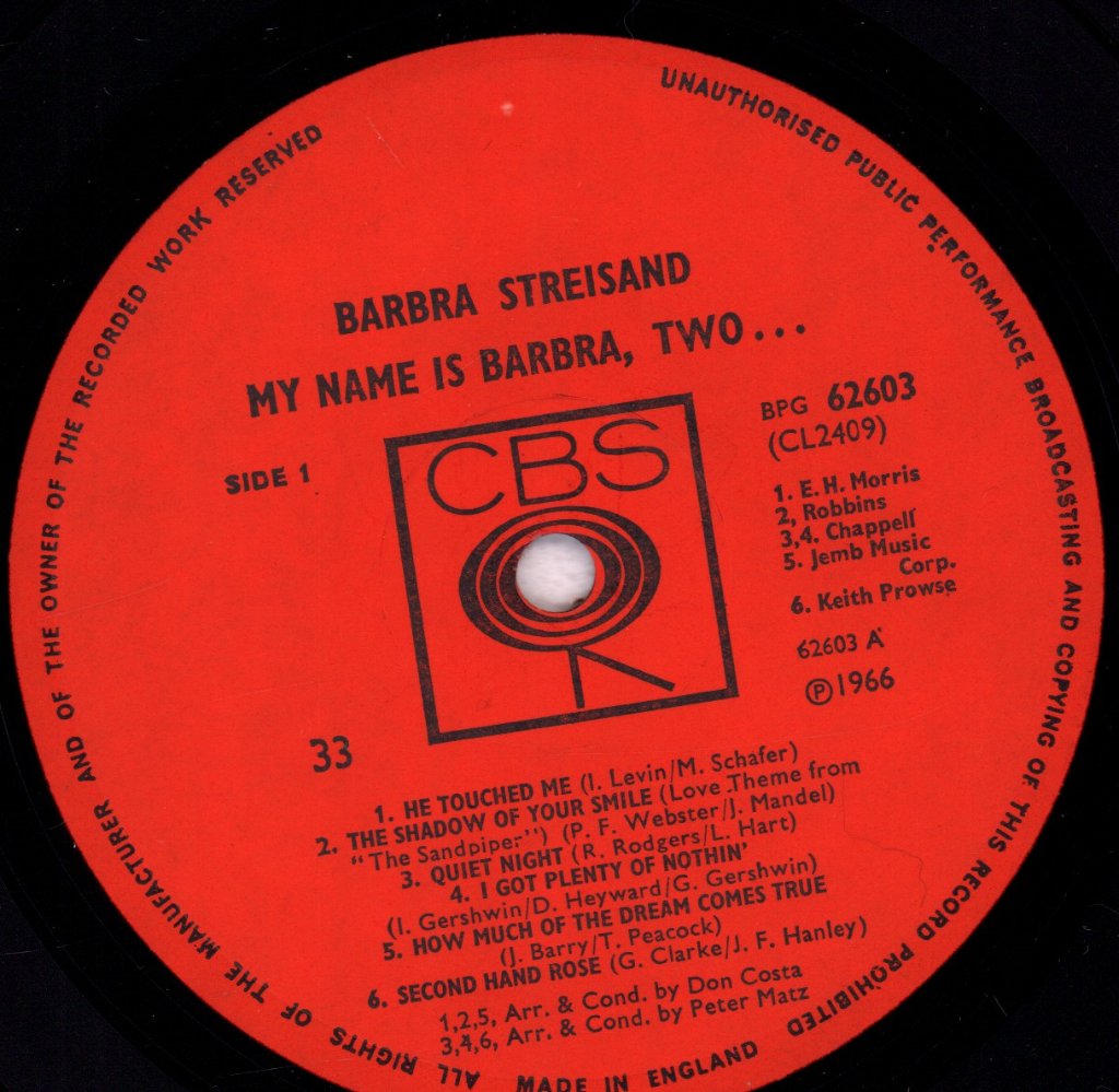 Barbra Streisand - My Name Is Barbra Two - Lp