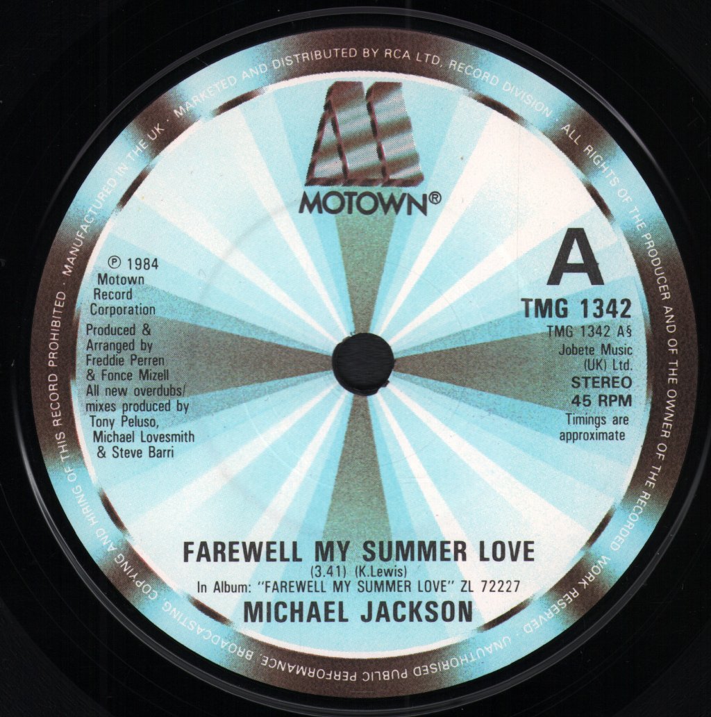 Michael Jackson - Farewell My Summer Love - 7 Inch