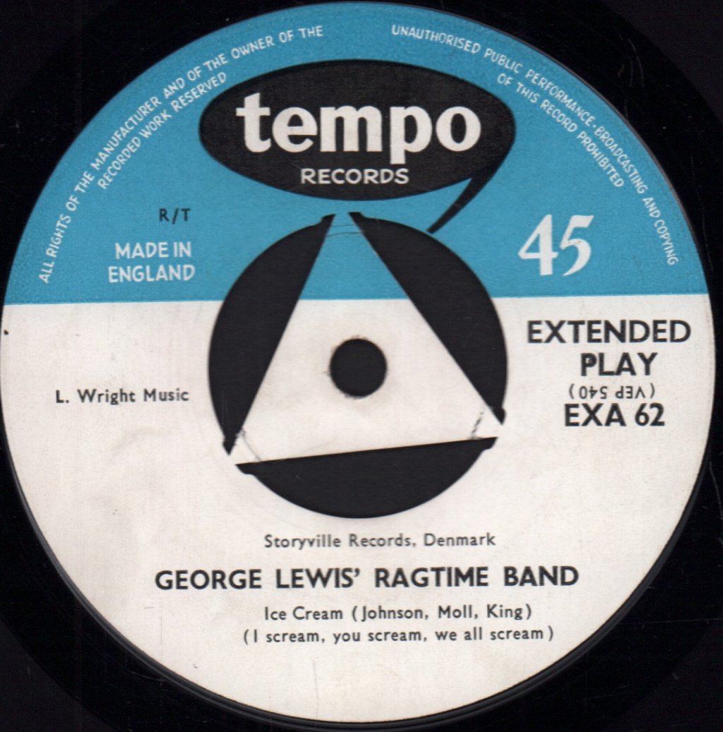 George Lewis' Ragtime Band - Ice Cream - 7 Inch