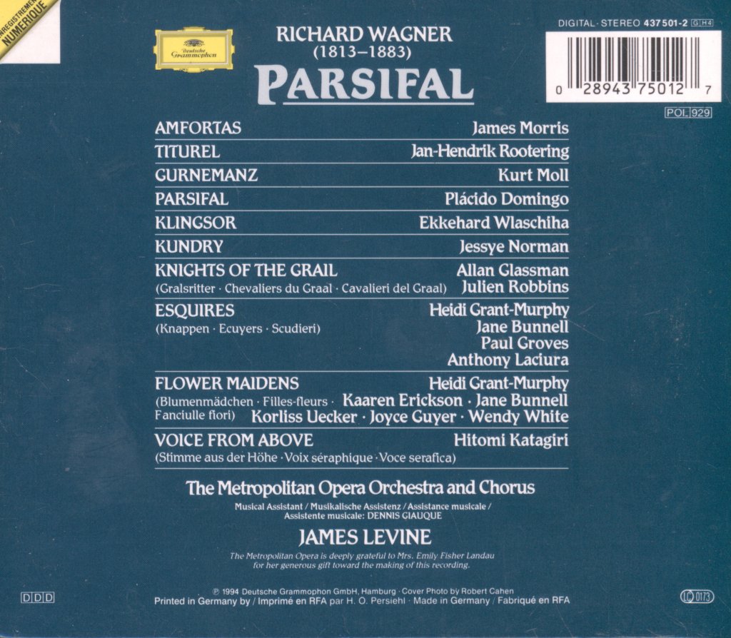Metropolitan Opera Orchestra And Chorus, James Levine - Wagner - Parsifal - Cd Set