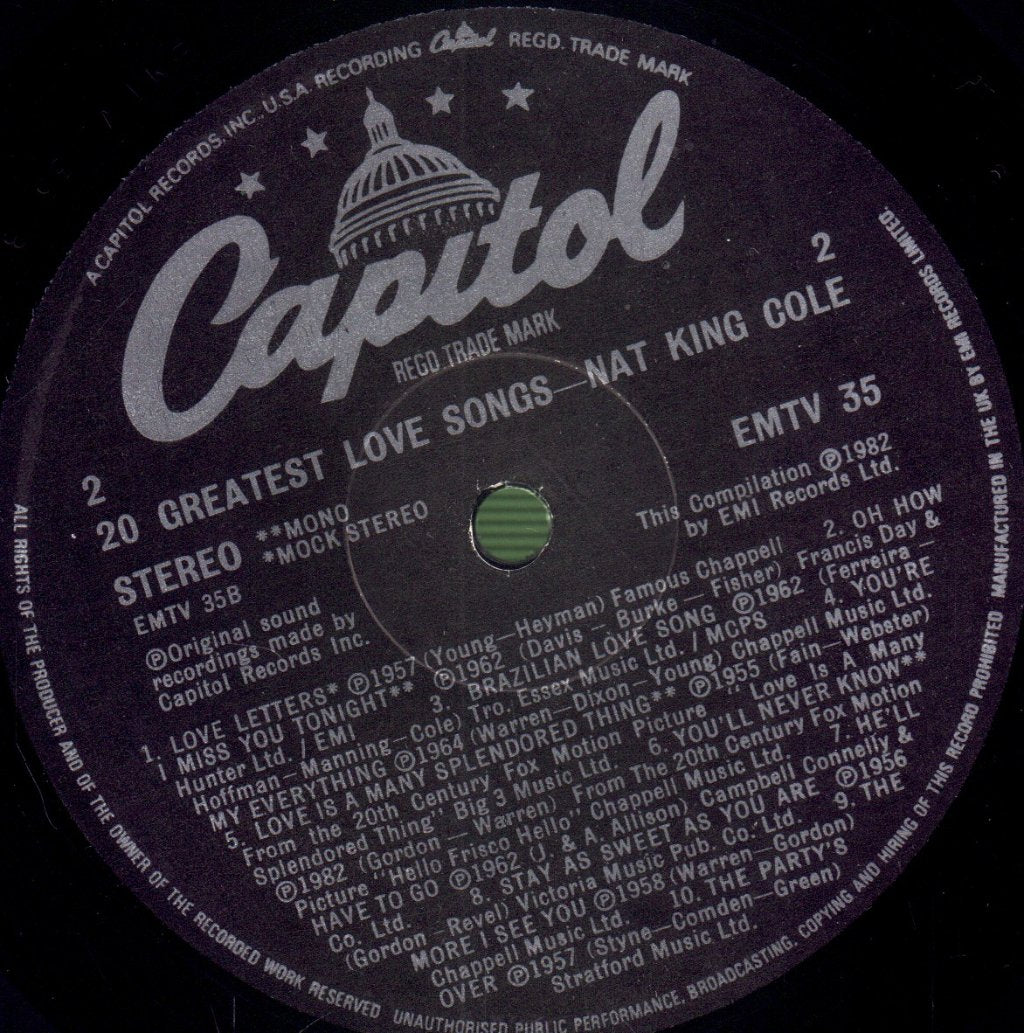Nat King Cole - 20 Greatest Love Songs - Lp