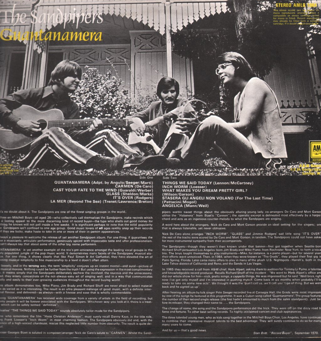 Sandpipers (Easy Listening Group) - Guantanamera - Lp