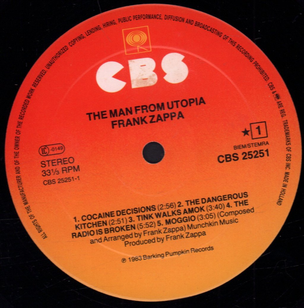 Frank Zappa - Man From Utopia - Lp