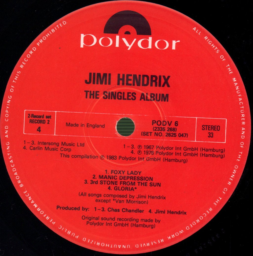 Jimi Hendrix - Singles Album - Double Lp