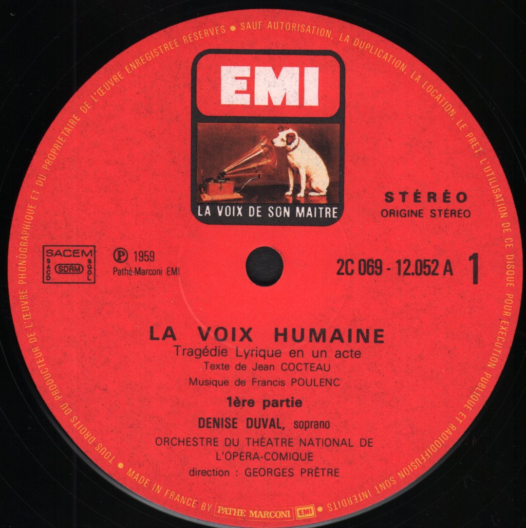 Denise Duval / Orchestre Du Theatre National De L'Opéra-Comique / Georges Pretre - Poulenc / Cocteau - La Voix Humaine - Lp