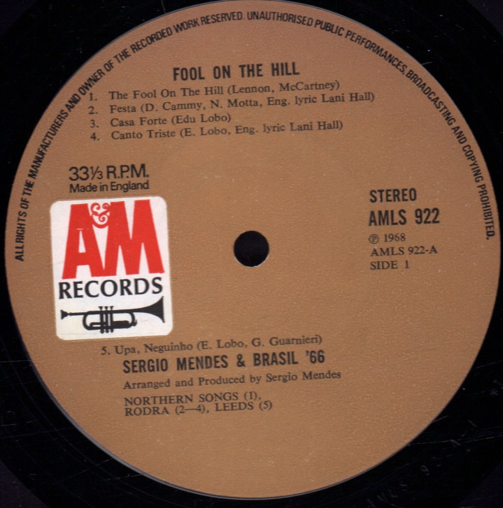 Sergio Mendes And Brasil 66 - Fool On The Hill - Lp