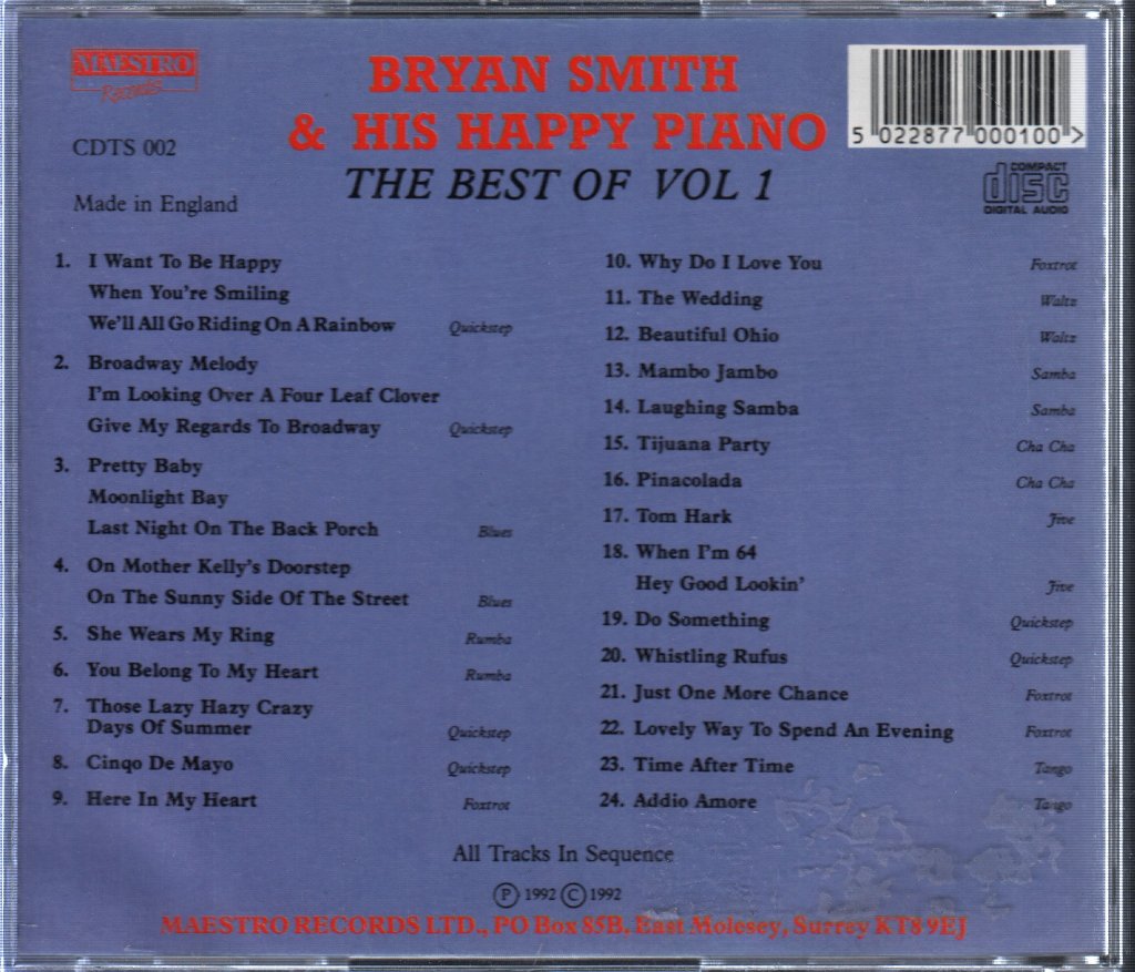 Bryan Smith - And His Happy Piano - The Best Of Vol 1 - Cd