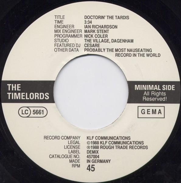 Timelords - Doctorin' The Tardis - 7 Inch