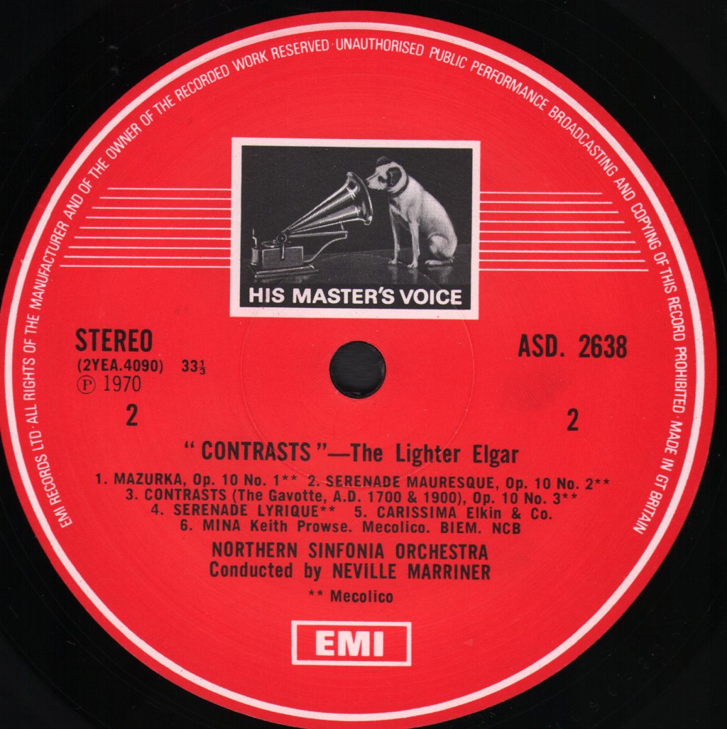 Neville Marriner / Northern Sinfonia Orchestra - Contrasts - The Lighter Elgar - Lp