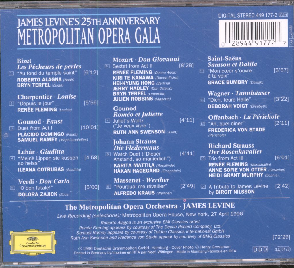 James Levine, Metropolitan Opera Chorus - James Levine's 25th Anniversary Metropolotan Opera Gala - Cd