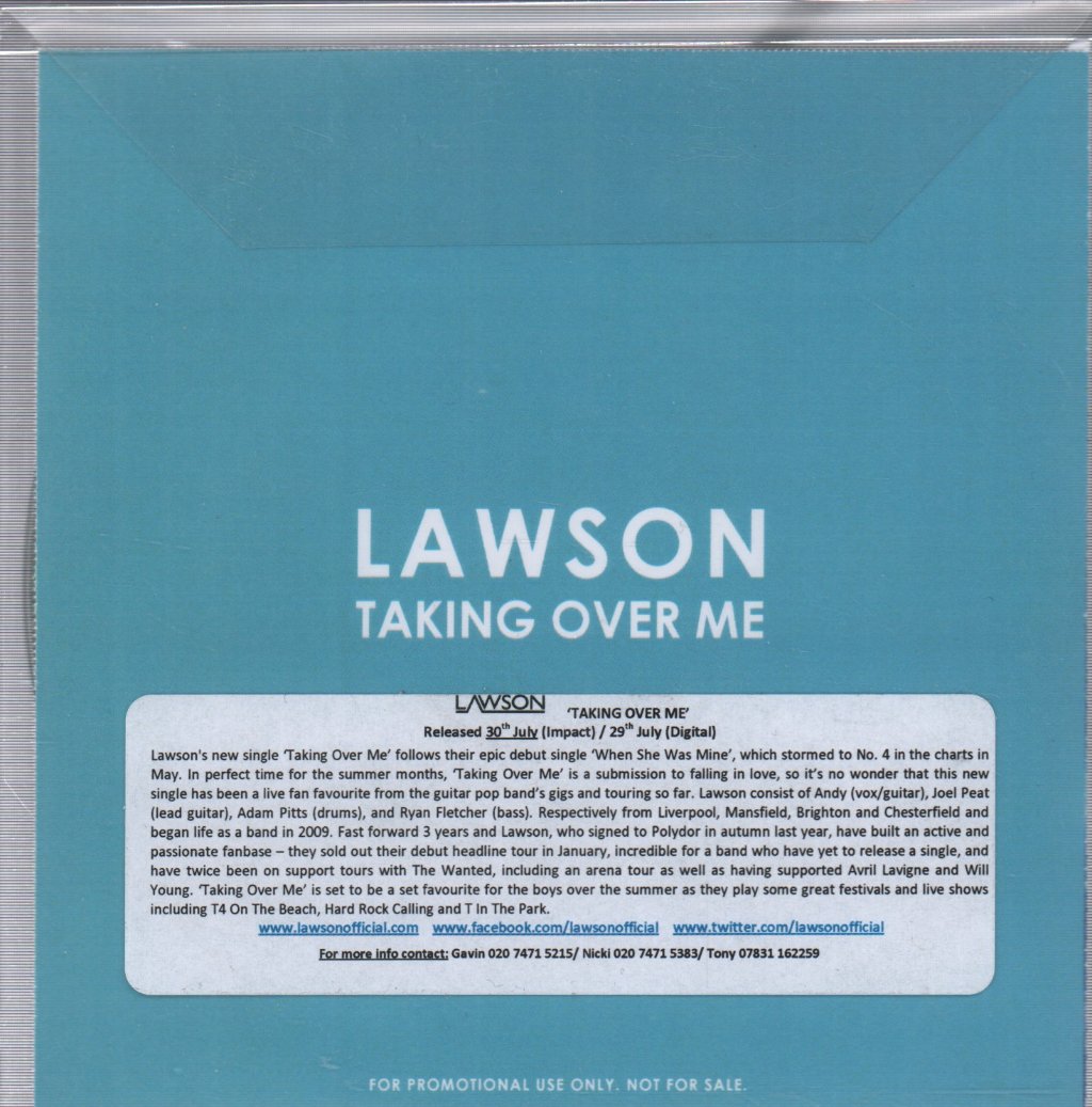 Lawson - Taking Over Me - Cdr
