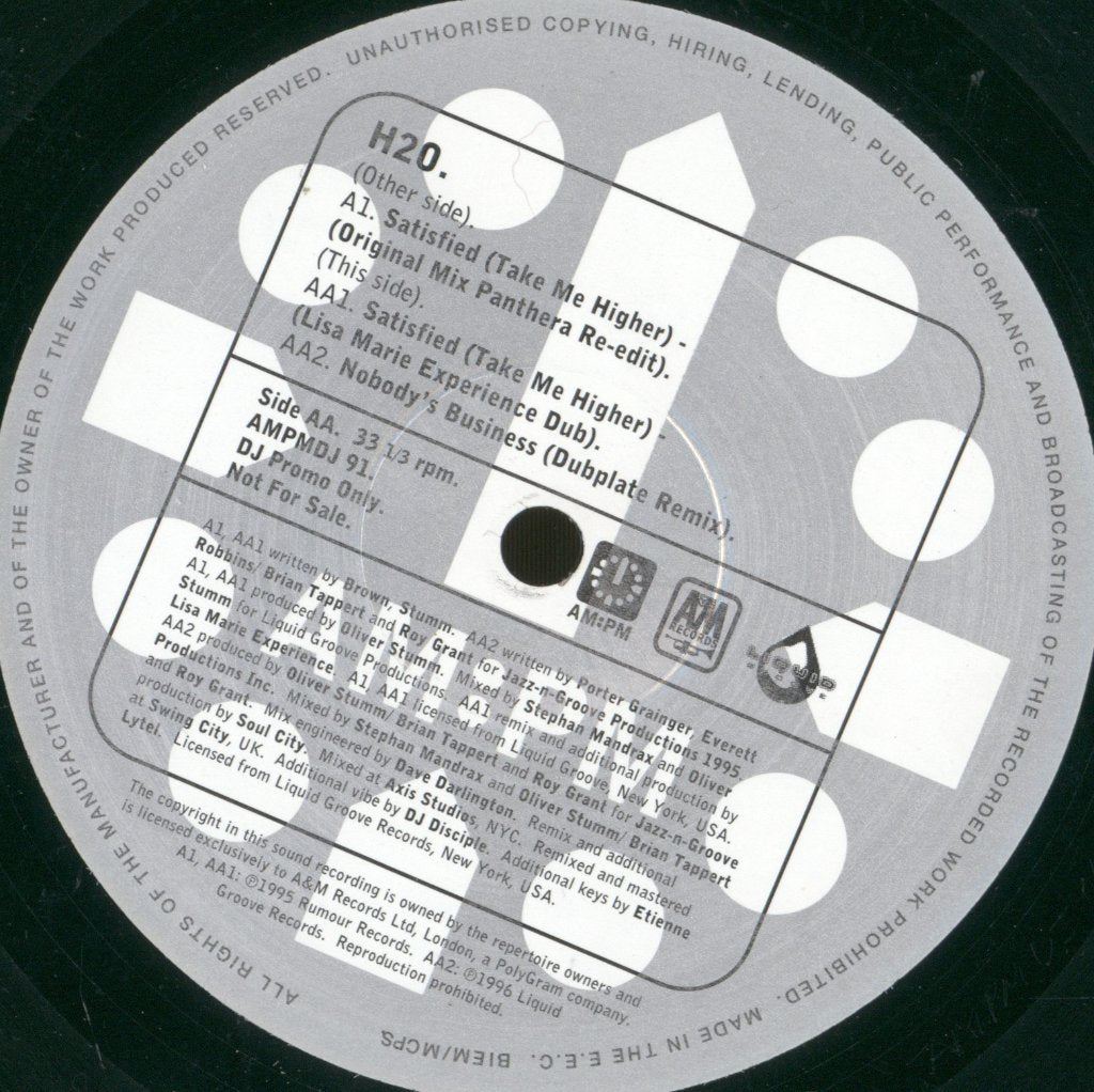 H2O - Satisfied (Take Me Higher) / Nobody's Business - 12 Inch