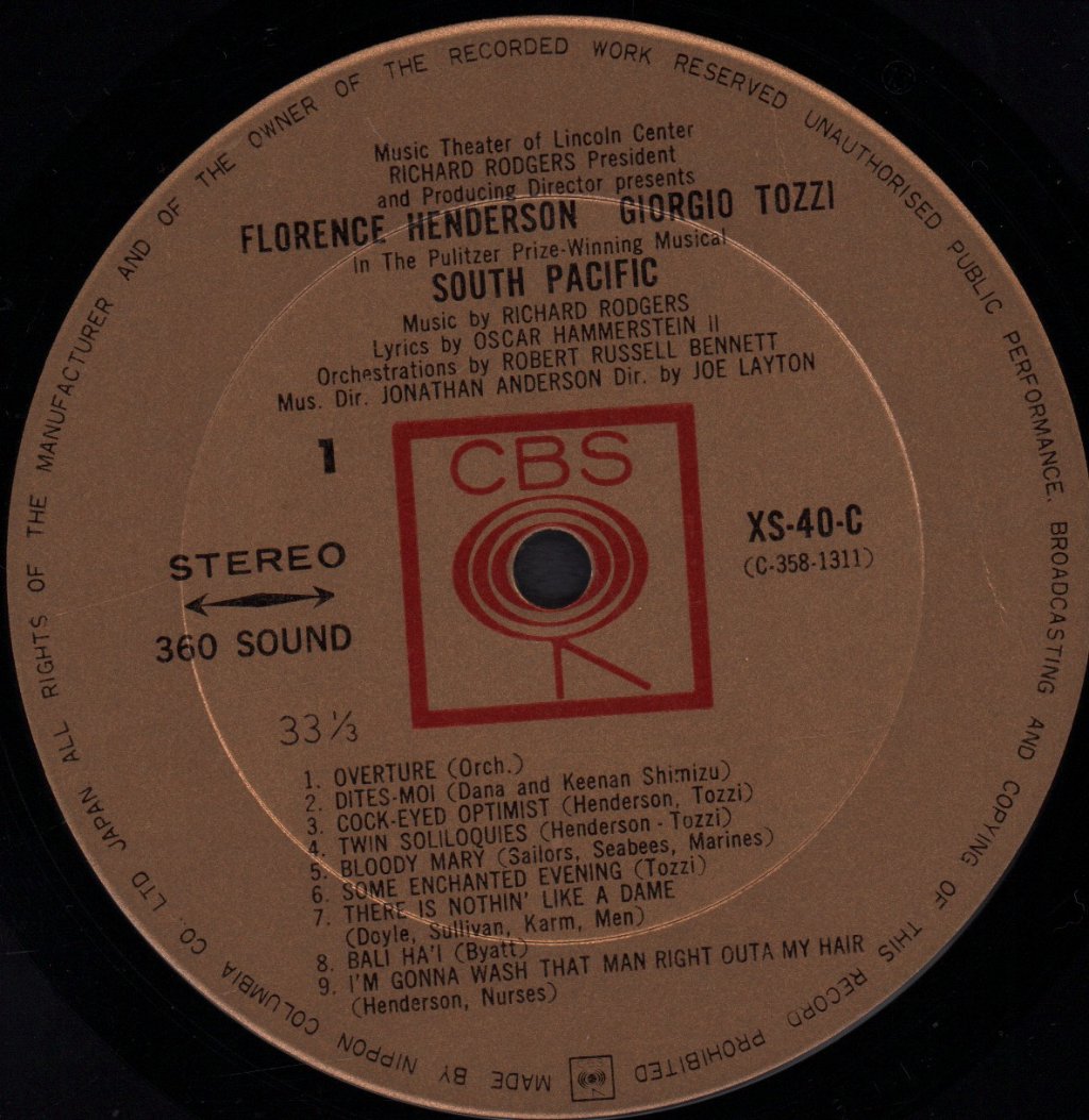 Richard Rodgers Florence Henderson Giorgio Tozzi - South Pacific - Lp