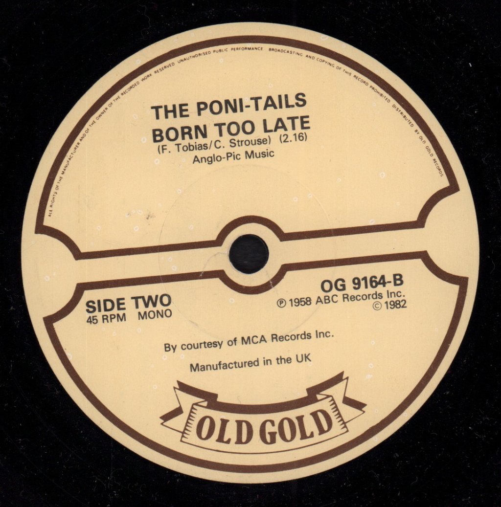 Kalin Twins / Poni-Tails - When/Born Too Late - 7 Inch