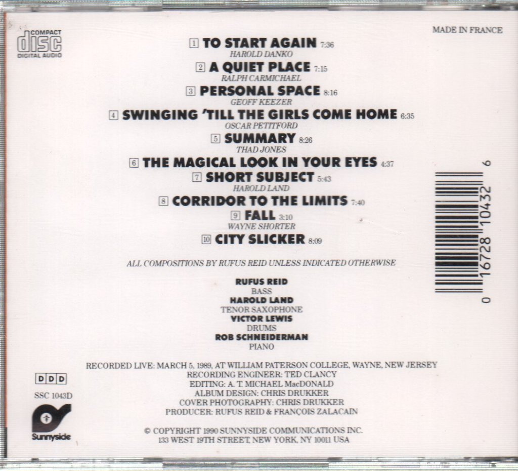 Rufus Reid - Corridor To The Limits - Cd