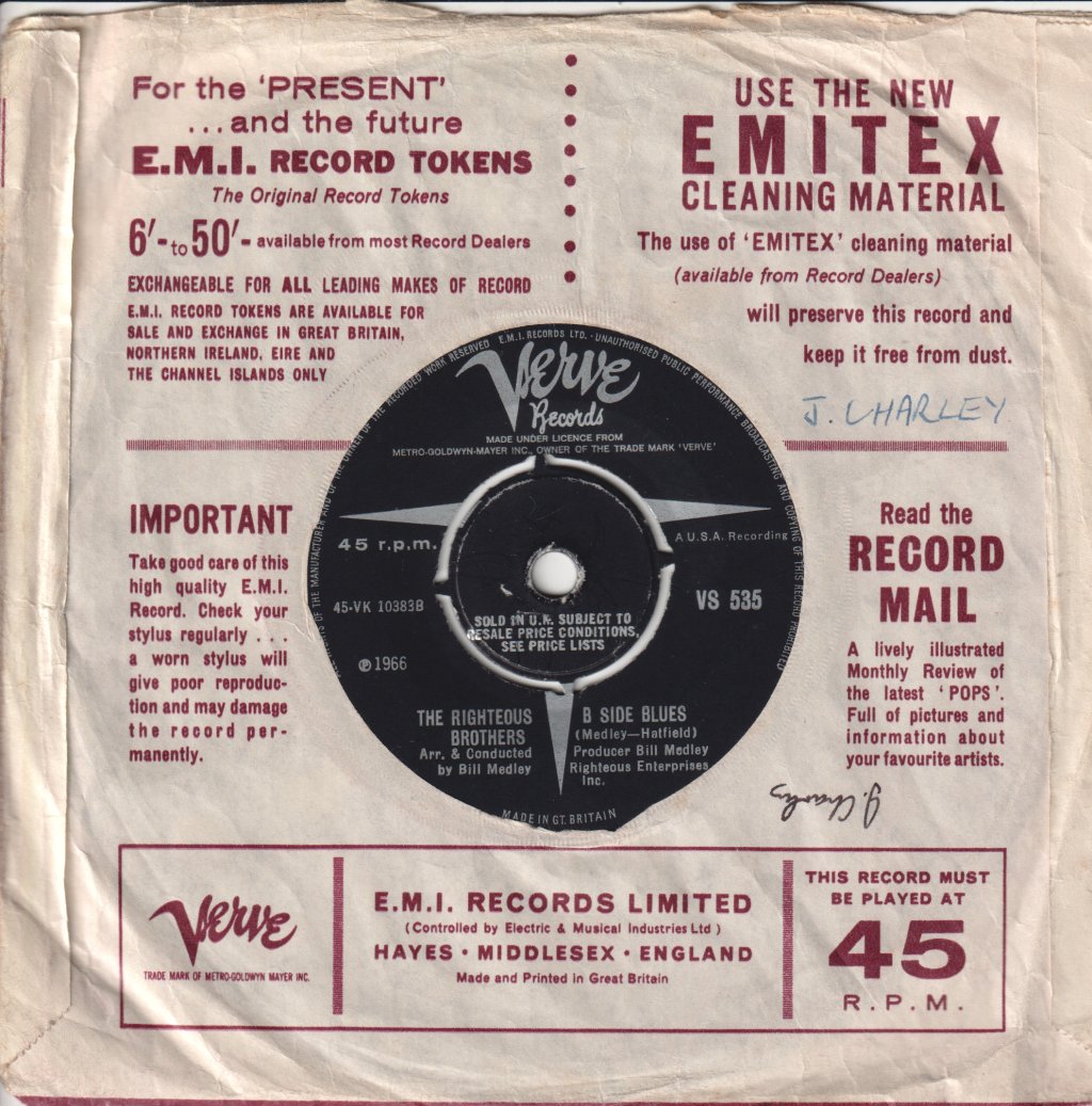 Righteous Brothers - Soul And Inspiration - 7 Inch