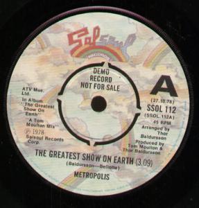 Metropolis (70'S Soul Group) - Greatest Show On Earth - 7 Inch