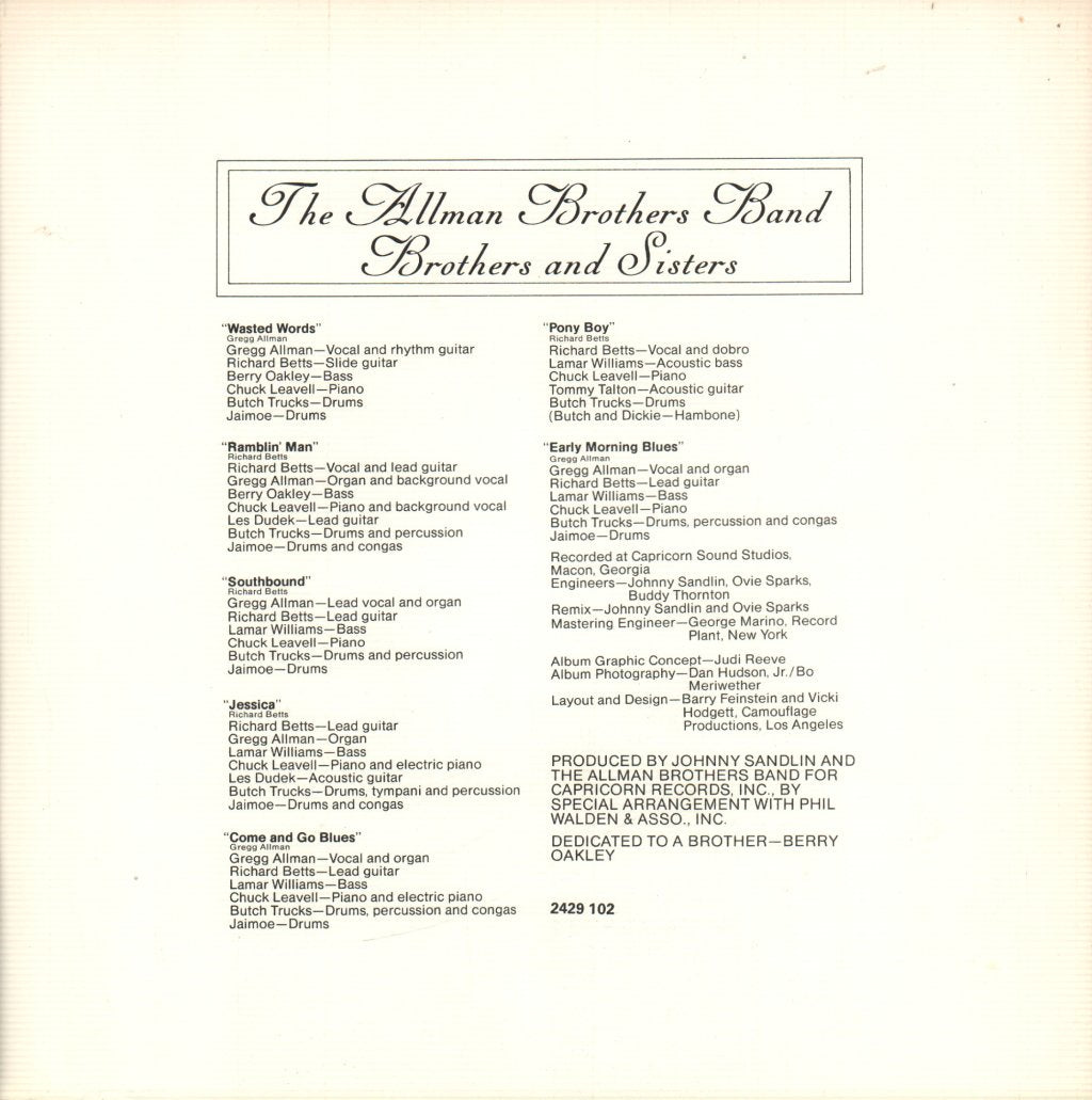 Allman Brothers Band - Brothers And Sisters - Lp