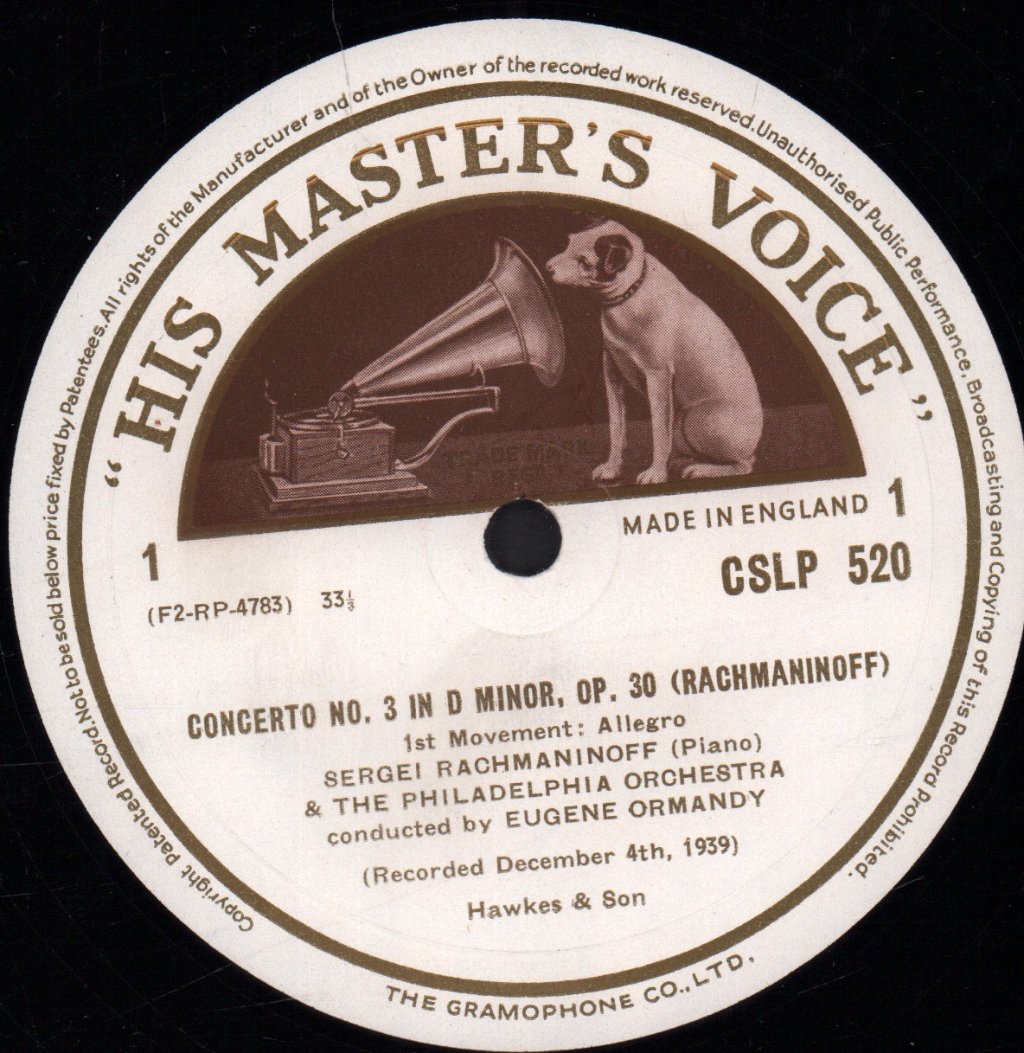 Philadelphia Orchestra - rachmaninov Piano Concerto No. 3 In D Minor, Op. 30 - Lp