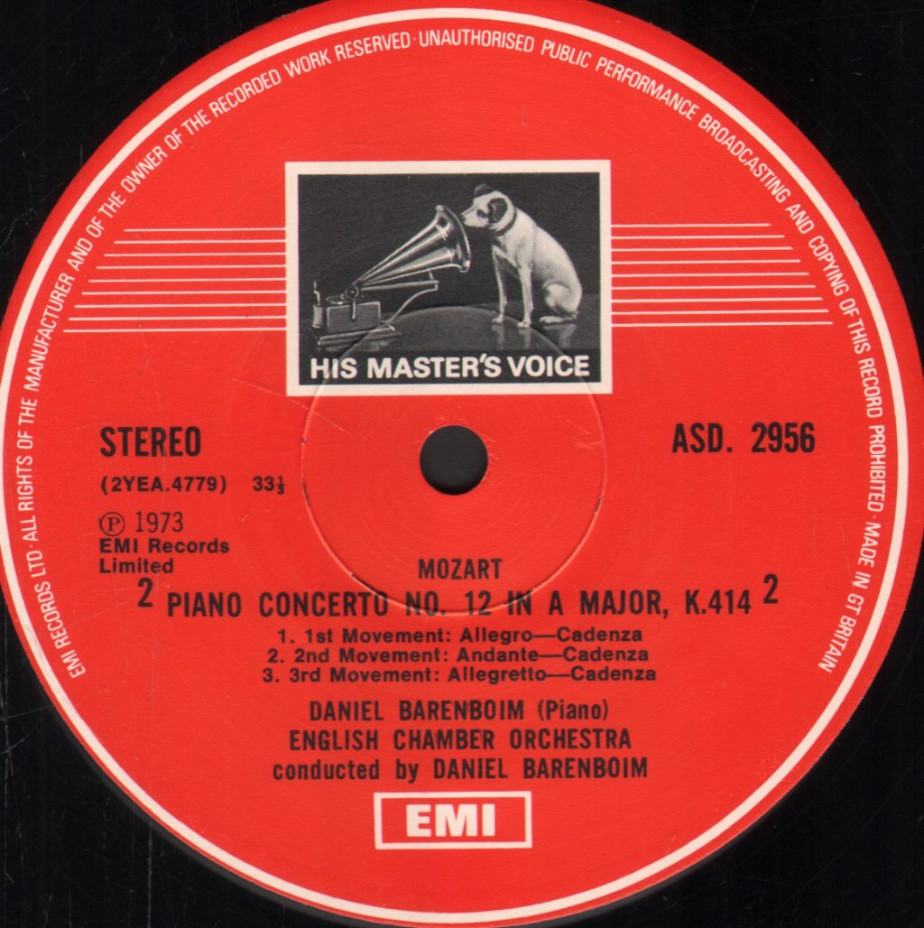 Daniel Barenboim / English Chamber Orchestra - Mozart - Piano Concertos: No. 12 In A, K.414 · No. 19 In F, K.459 - Lp