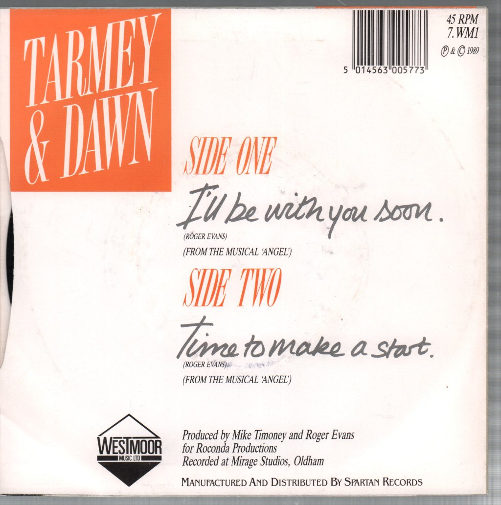 Tarmey And Dawn - I'll Be With You Soon - 7 Inch